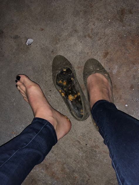 the last time wearing my worn out black flats